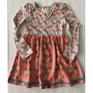 Matilda Jane Dress Girls 4 Ring Of  Flowers Once Upon A Time Floral Long Sleeve